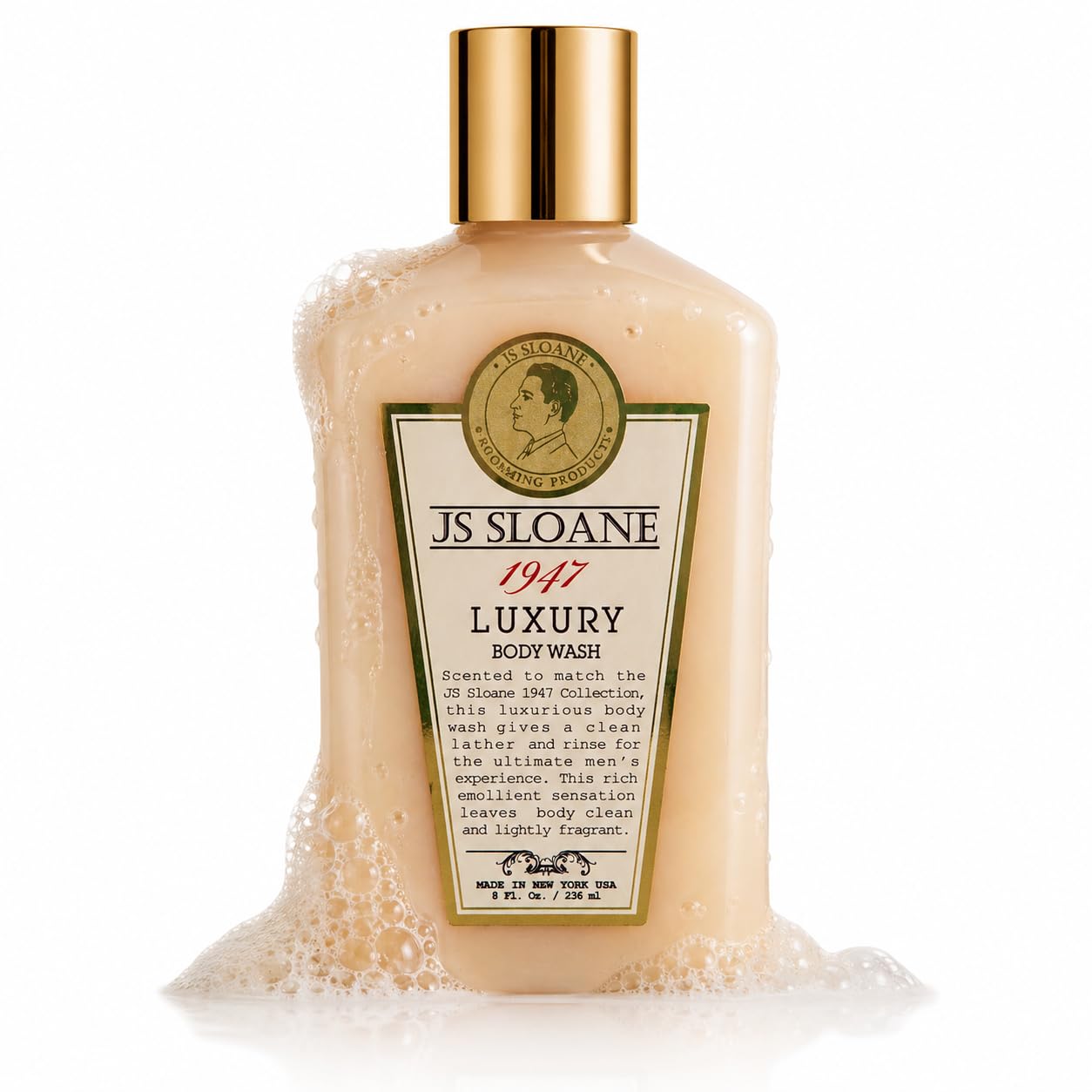 JS Sloane 1947 Luxury Body Wash for Men – Hydrating & Moisturizing Cleanser, Creamy Lather, Fresh Classic Scent, Deep Cleansing Formula, Leaves Skin Soft & Refreshed – 8 fl oz
