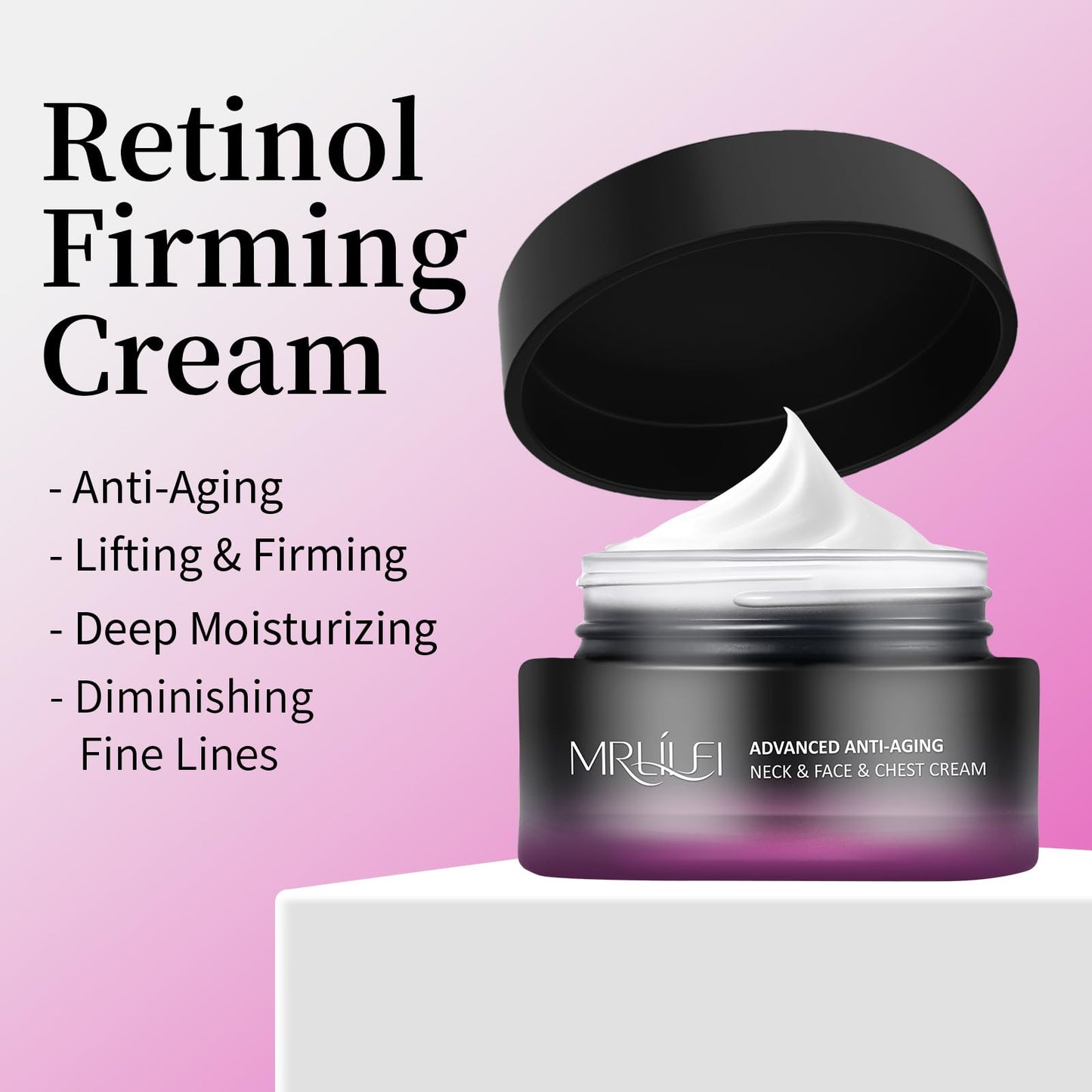 Mr Lilei 4 in 1 Retinol Moisturizer Cream, Tightening & Lifting Neck Cream, Advanced Anti-Aging Face Moisturizer, Reduces Fine Lines & Wrinkles for Neck & Face & Chest (50 ml/1.7 oz)