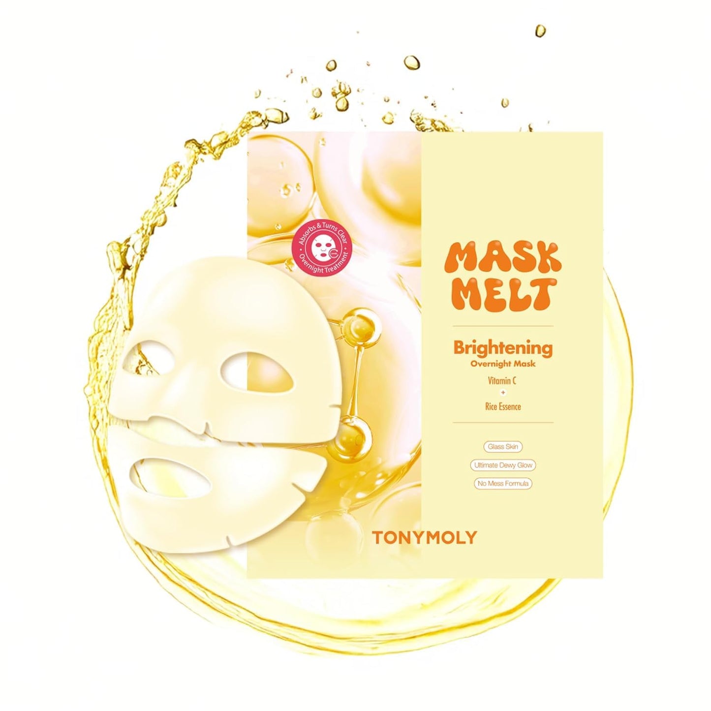 TONYMOLY Mask Melt Assorted Hydrogel Overnight Mask 4-Pack, Melt-On Face Masks with Collagen, Vitamin C + Rice, Vegan PDRN & Peptides for Hydration, Firming, Brightening & Smoothing