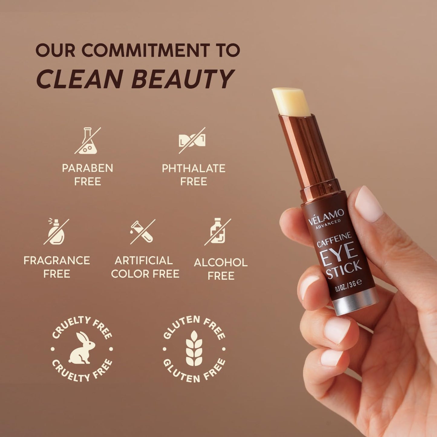 VELAMO ADVANCED Caffeine Eye Stick: Energizing & Hydrating Under Eye Balm for Dark Circles & Puffiness - Travel Essentials, Portable & Perfect for On-the-go Use, 0.1 OZ/3g 2 Pcs