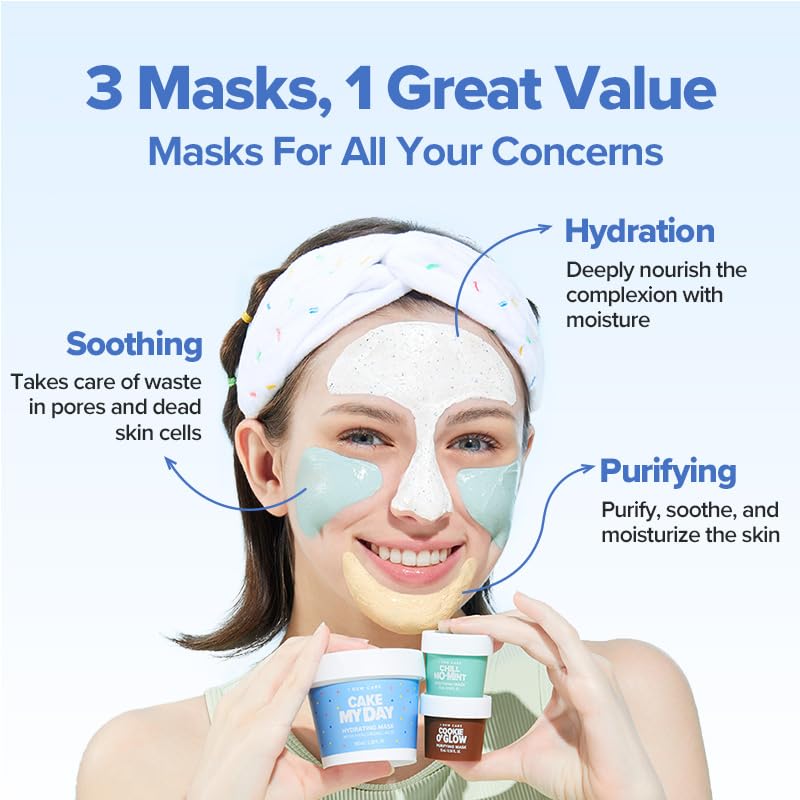 I DEW CARE Wash Off Face Mask Set - Sundae Scoop | Hydrating & Soothing Skincare Kit for Teens
