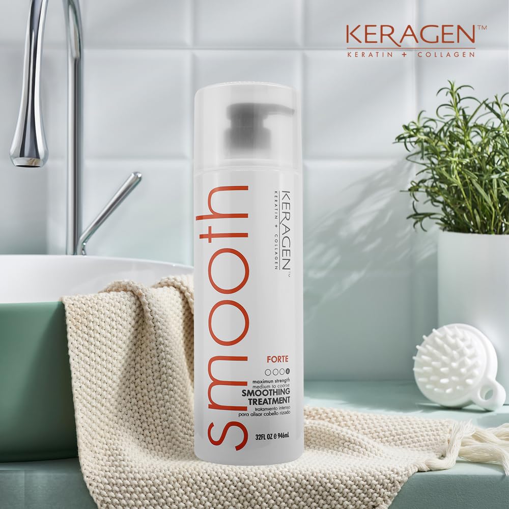 KERAGEN FORTE Professional Smoothing & Repair Treatment | Salon-Grade Transformation System | Conquers Resistant Hair for Unparalleled Frizz Elimination & Lasting Hair Transformation 32 Oz