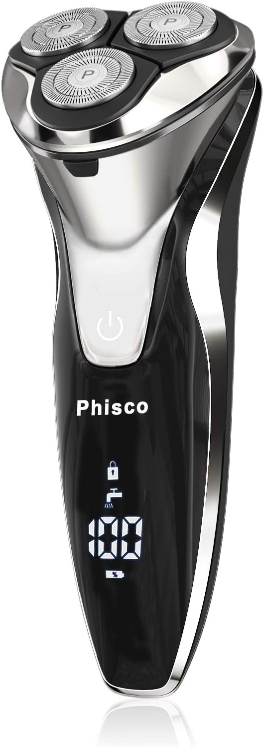 Electric Shaver for Men - Rechargeable Rotary Razor with Pop-Up Trimmer | Waterproof LED Display