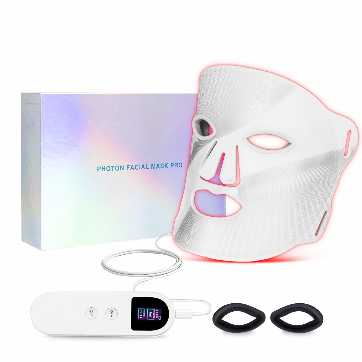 Facego Red Light Mask - 7 Colors Red Light Mask for Face, Facial Skin Care Device with Remote Control, Ergonomic Design and Portable for Home