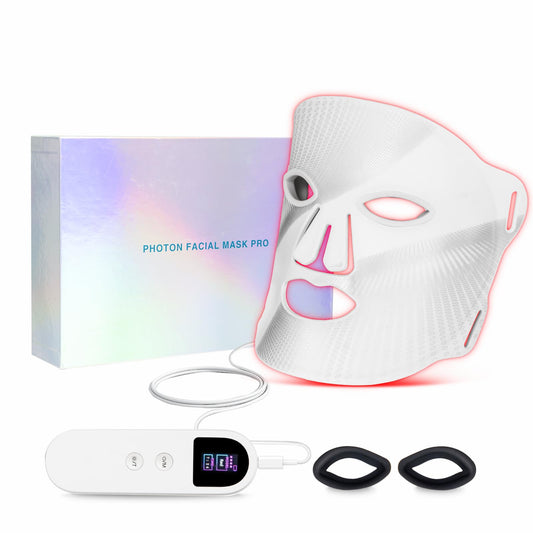 Facego Red Light Mask - 7 Colors Red Light Mask for Face, Facial Skin Care Device with Remote Control, Ergonomic Design and Portable for Home