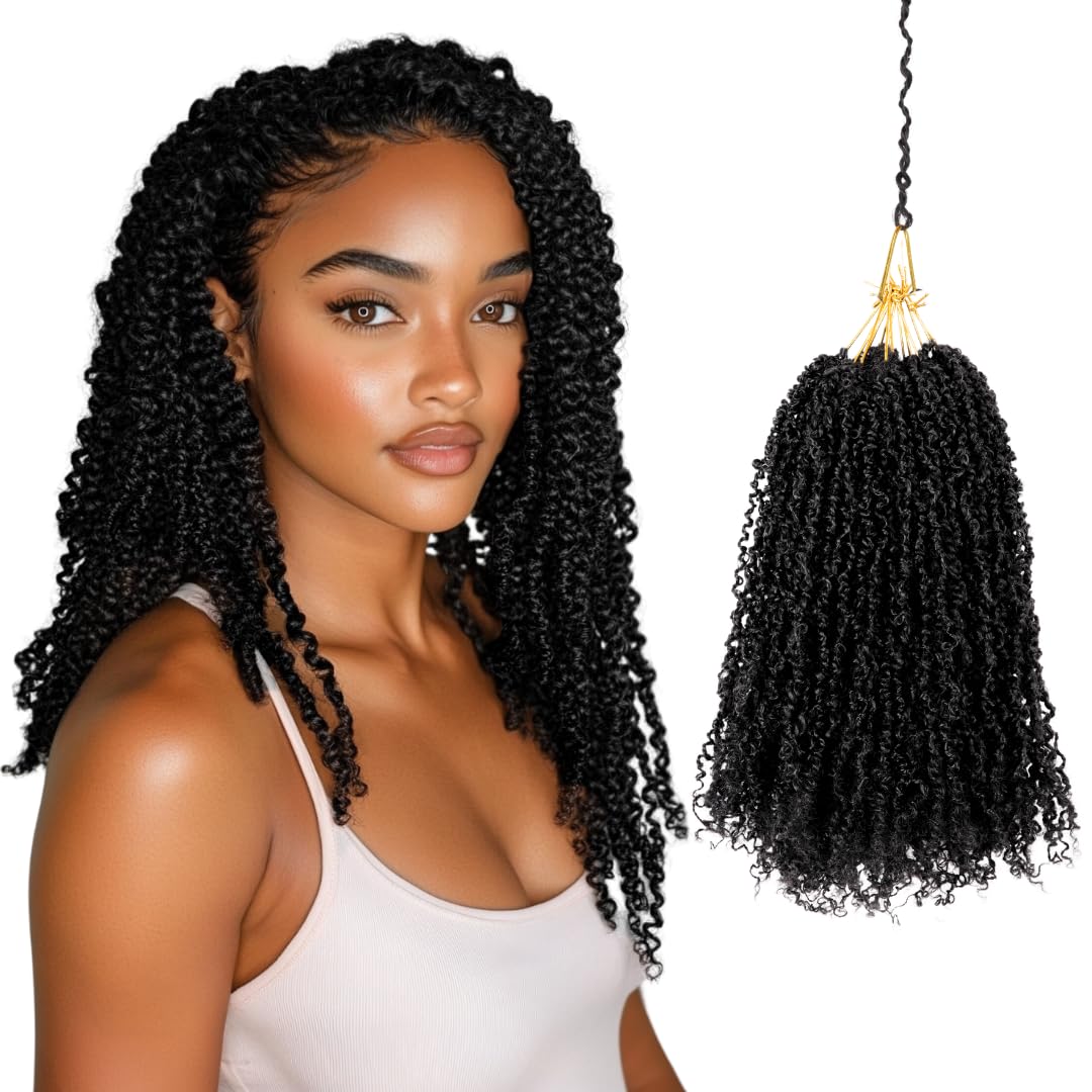10 Inch Pre-Looped Yanky Twist Crochet Hair, 30 Strands/Pc, Mini Passion Twists, Senegalese Braiding Hair (Grey#, 8 Pcs/Pack)