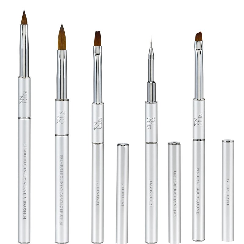 Tones Twin Head Nail Art Gel Brush - Brush for Gel Nails - Ultra Precise Nail Sculpting and 3D Nail Art Brush (#4 Flat & Spatula)