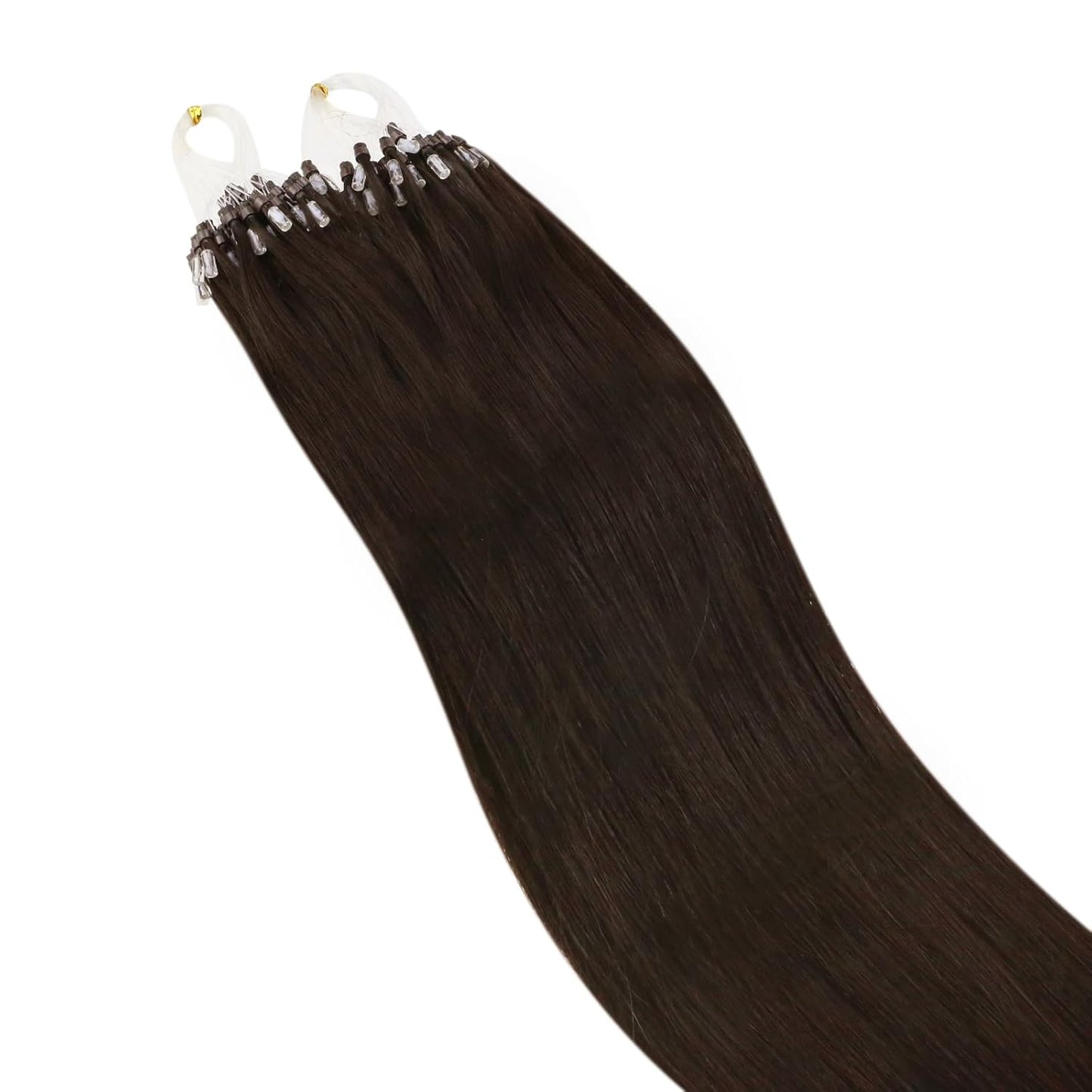 Microlink Hair Extensions - Darkest Brown Human Hair, No Heat No Glue, 16 Inch 50G 50S