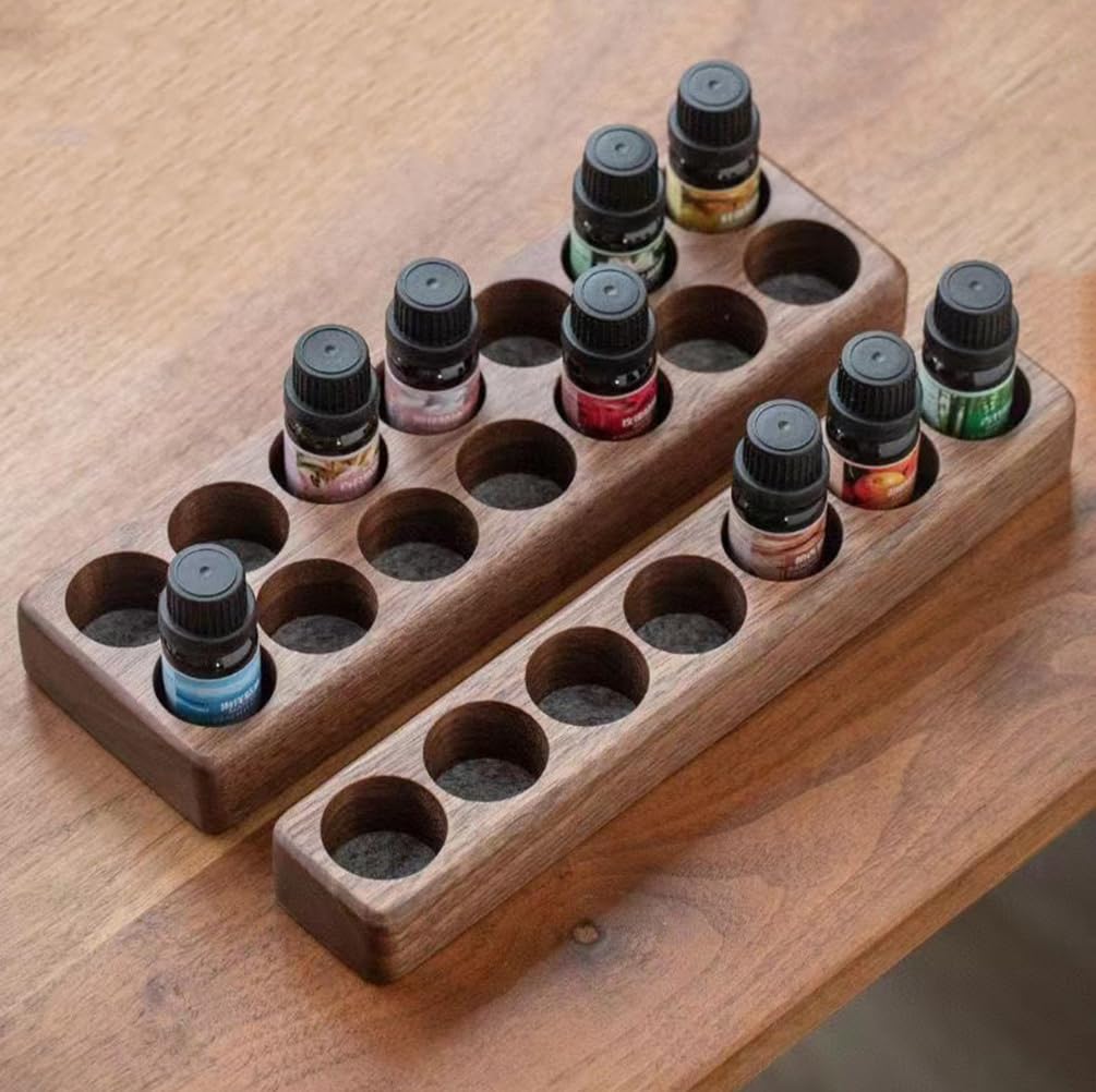 Wooden 7 Slots Wood Essential Oil, Organizer Nail Polish Shelf
