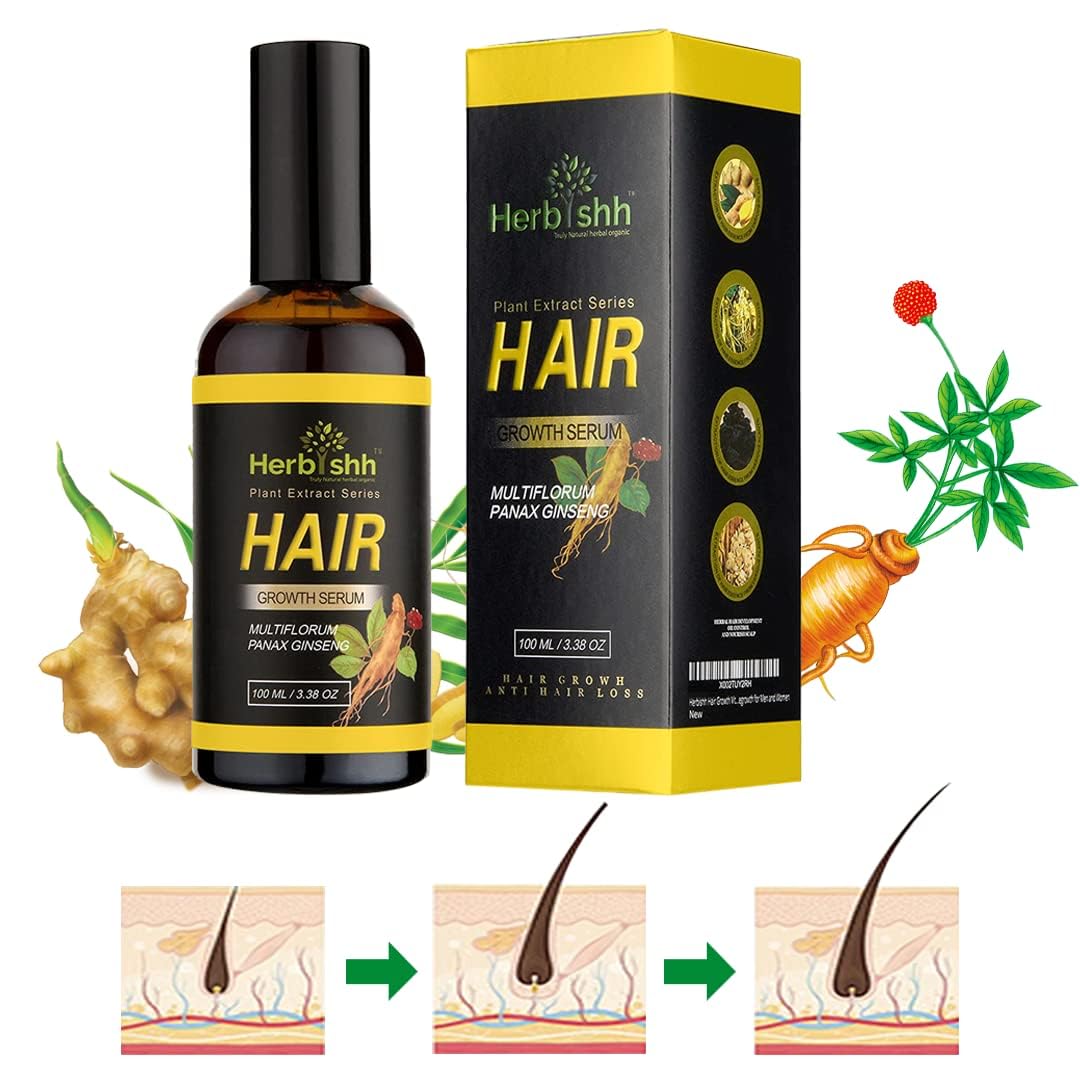 Herbishh Hair Color Shampoo for Gray, 500 ML - Black with Vitalizer Serum, Strengthener, Thickening for Thinning , Repairs Follicles, Promotes Healthier