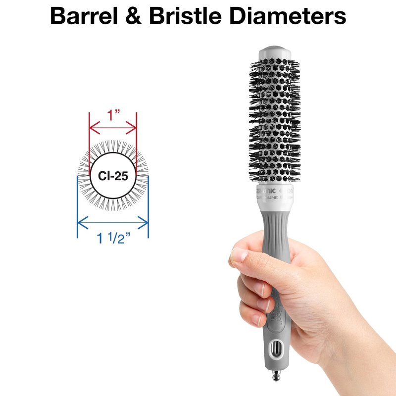 Olivia Garden Ceramic Ion Round Thermal Hair Brush | Professional Blowout Tool for Normal to Thick Hair