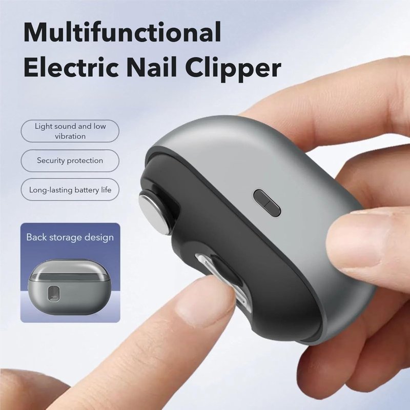Electric Nail Clipper Fingernail Trimmer, Polisher with Clip Storage LED Light USB-C Rechargeable 2 Speed Gears Automatic Safety Nail Cutter for Baby, Kids, Seniors, Caregivers (Black)