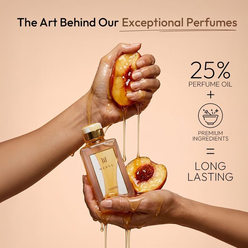 Merve Ambre Perfume For Women 3.4 oz | Long Lasting Fragrance | Jasmine, Honey, Floral, Fruity, Soft Spicy, Amber, Musk | Eau de Parfum
