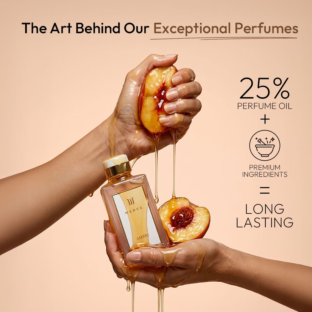 Merve Ambre Perfume For Women 3.4 oz | Long Lasting Fragrance | Jasmine, Honey, Floral, Fruity, Soft Spicy, Amber, Musk | Eau de Parfum