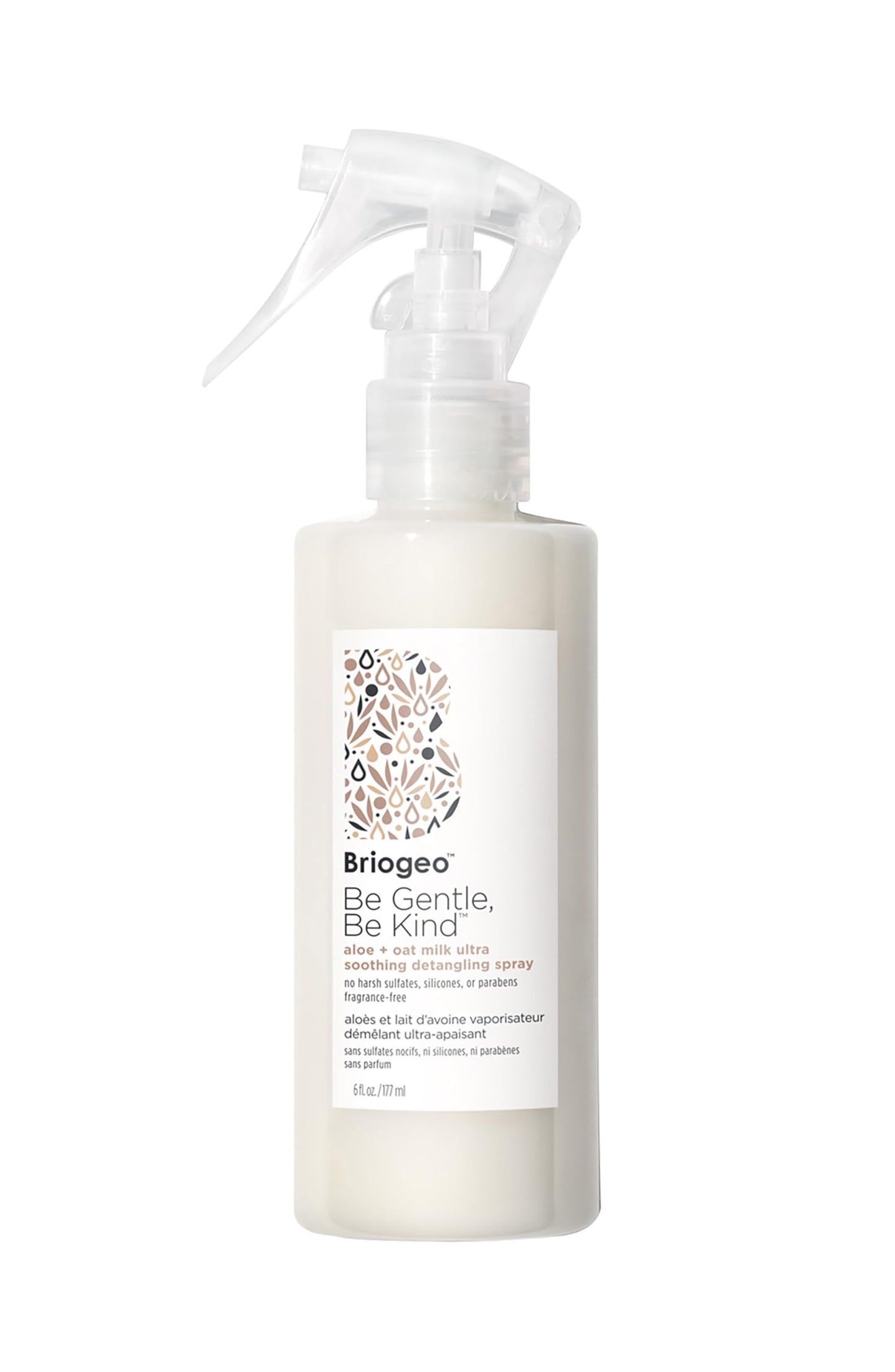 Briogeo Be Gentle, Be Kind Aloe + Oat Milk Ultra Soothing Detangling Spray | Fragrance-Free Leave-In for Sensitive Scalp & Hair | Silicone-Free | Vegan & Cruelty-Free | 6 fl oz