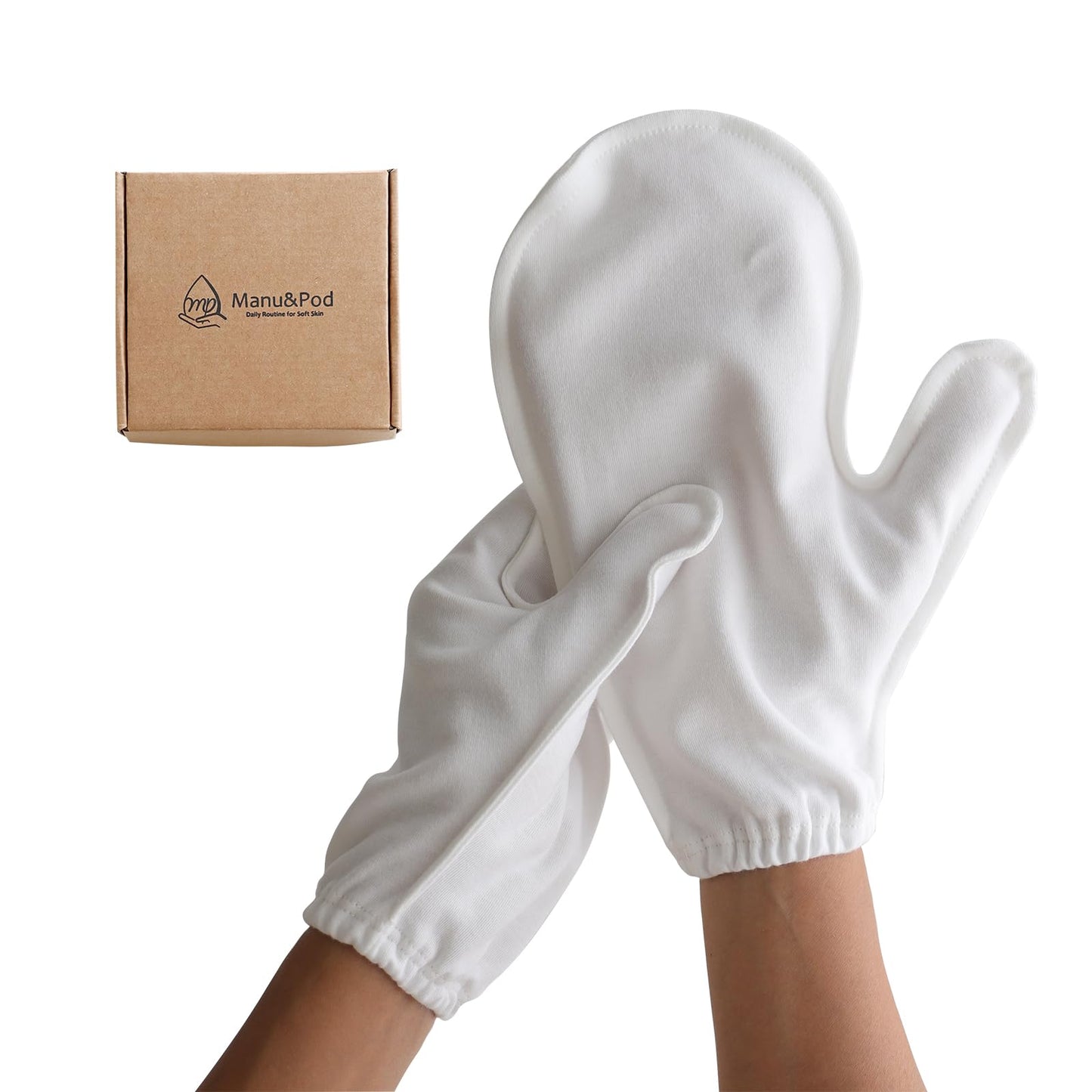 Manu&Pod Small 3 Pairs Overnight Cotton Mitten Gloves for Dry Hands, Eczema & Psoriasis l Moisturizing Gloves for Women l Wristband, White