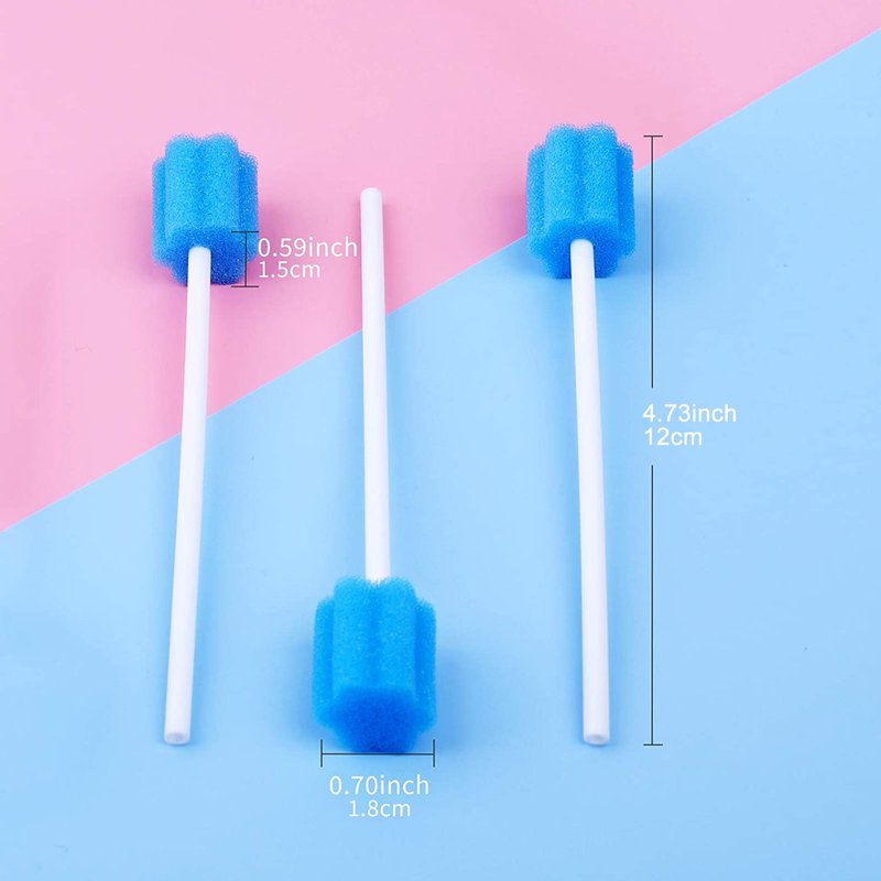 Disposable Oral Swabs ,Mouth Cleaning Sponge,Individually Wrapped oral care for elderly and pets(250pcs, blue, plum flower shape)
