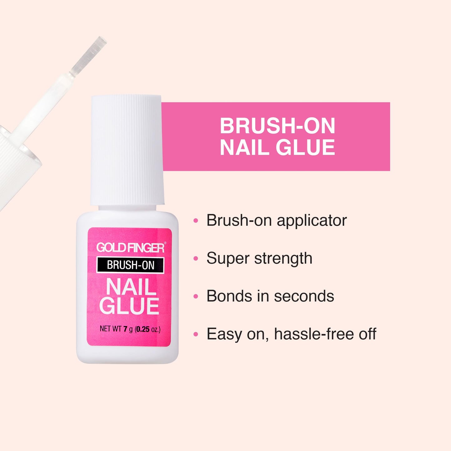 GOLDFINGER Brush-On Nail Glue, Effortless Easy Application with Strong, Fast-Setting Liquid Adhesive, Hassle-Free, Durable Ultra Hold for Perfect Nail Bonding 5pcs (5pcs)