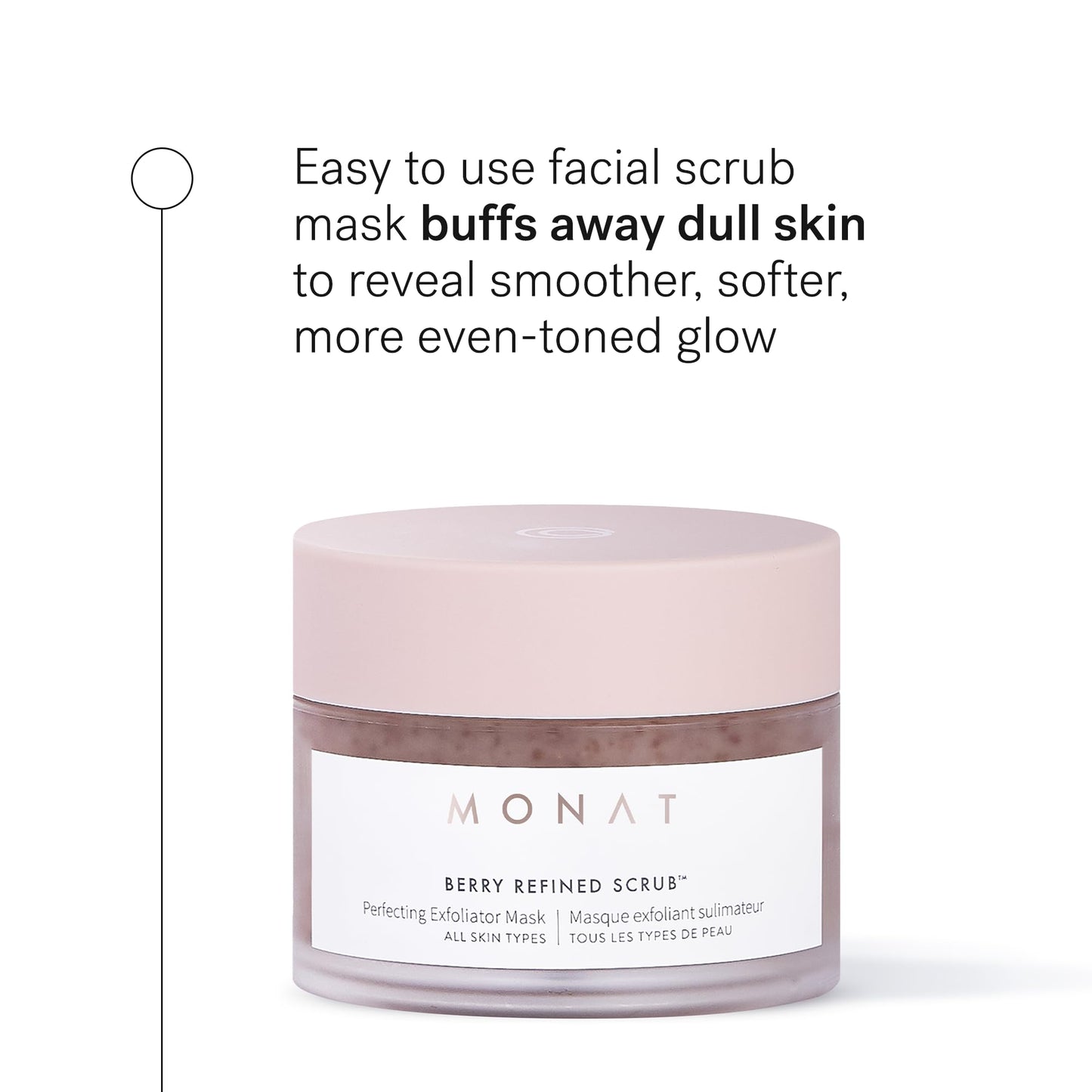MONAT Berry Refined Scrub™ - Perfecting Exfoliator Mask with Skin-Brightening AHAs and Cranberry Seeds, 87ml