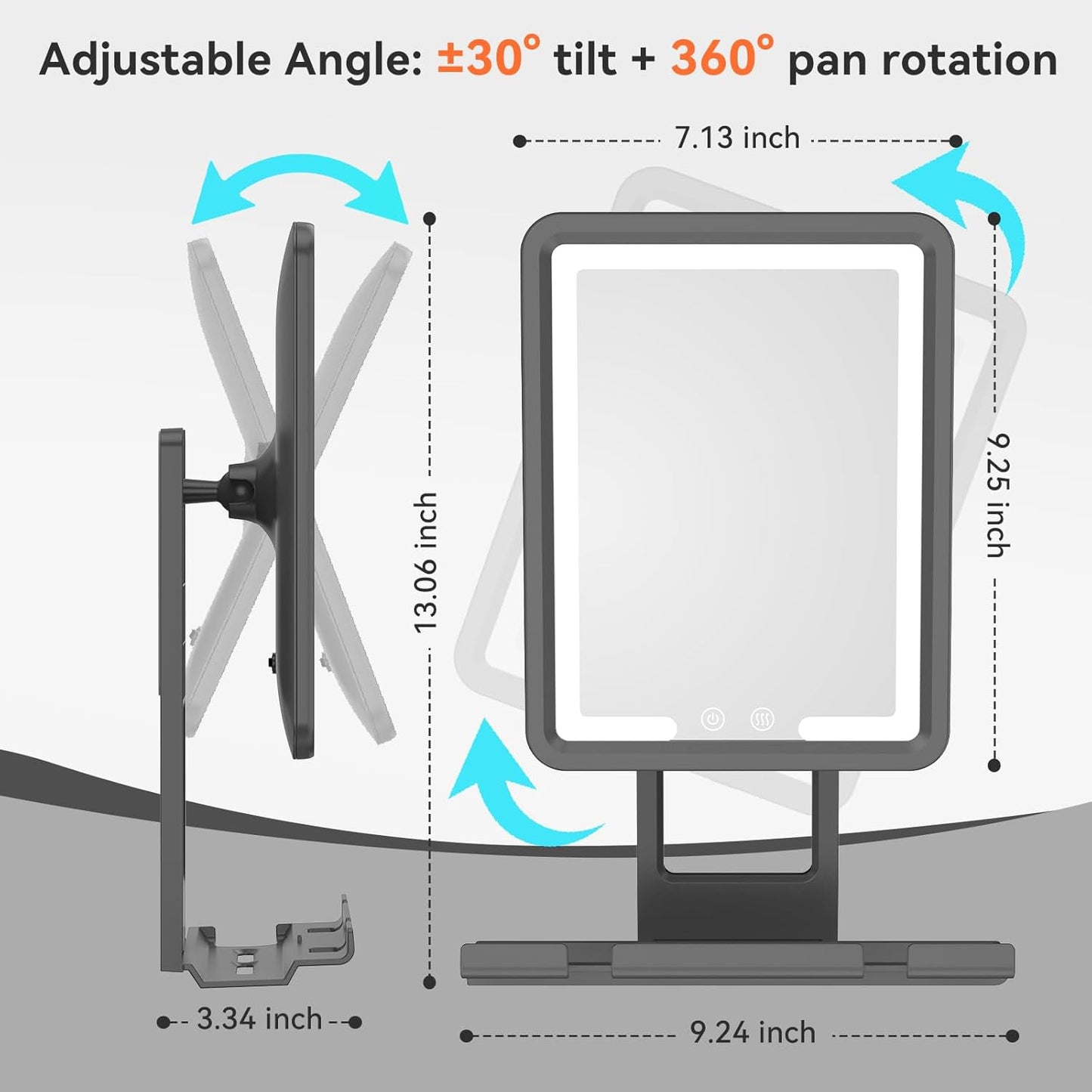 Heated Shower Mirror - Fogless 360° Adjustable Shaving Mirror with Light | Rechargeable with Storage Tray & Razor Holders