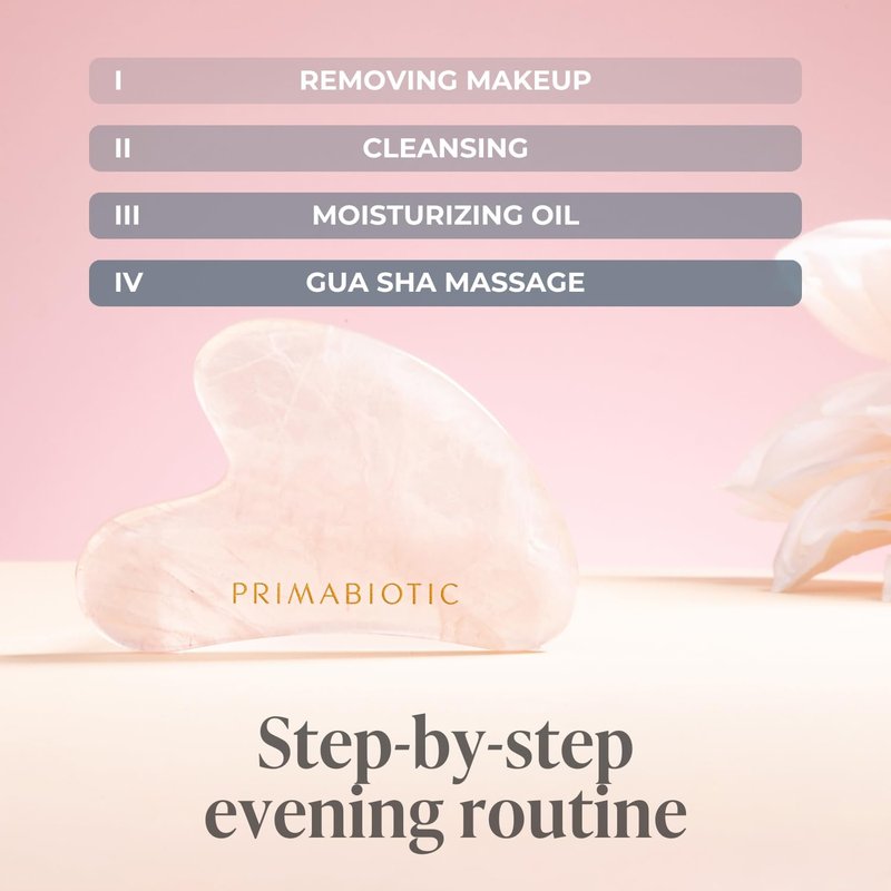 PRIMABIOTIC Gua Sha Stone – Facial Massage Tool for Wrinkles – Rose Quartz Guasha – Skin Care – Beauty Products – Massage Tool for Skin Care – Anti-Aging