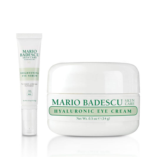 Mario Badescu Hydrating & Depuffing Hyaluronic Eye Cream & Brightening Eye Serum Duo - Formulated with Hyaluronic Acid, Caffeine & Niacinamide, Targets Dark Circles, Fine Lines & Wrinkles