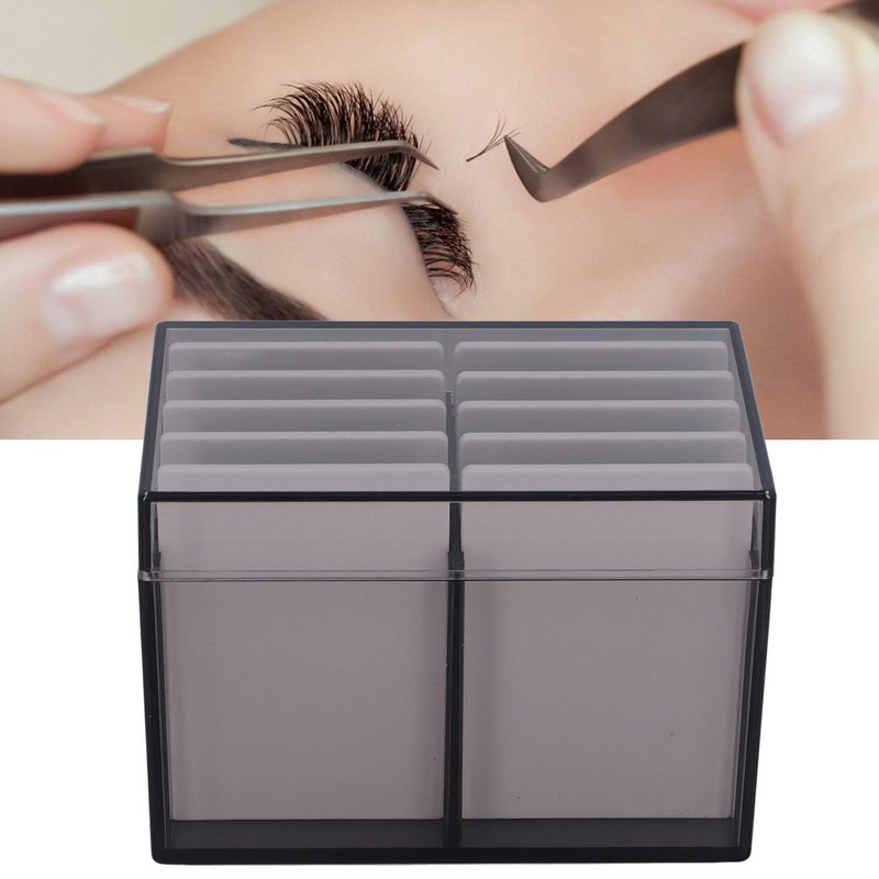 Eyelash Box Eyelash Extension Storage Case Organizers, 10 Layers Acrylic Eyelash Storage Box with Magnetic Bottom, False Eyelashes Glue Pallet Holder Display, Lash Extension Grafting Tool (Tea