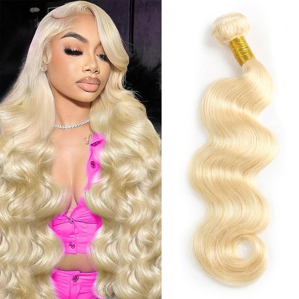 HELLOSH 613 Bundles Blonde Bundles Human Hair 12 Inch 613 Body Wave bundles 100% Unprocessed 12A Grade Brazilian Virgin Human Hair Bundles 1 Bundle Human Hair 613 Blonde Bundle