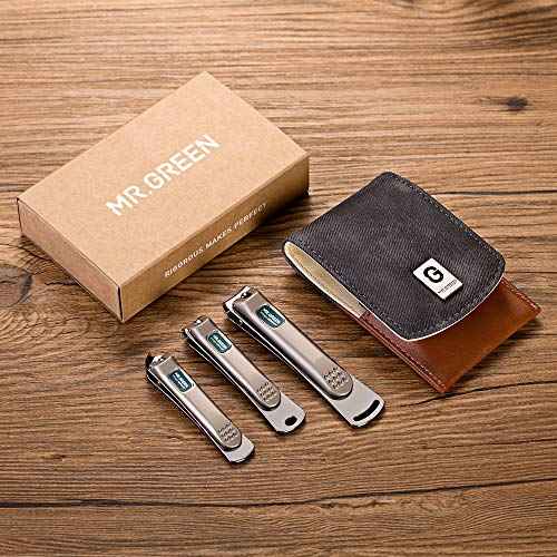 MR.GREEN 3 pcs Nail Clippers Set Stainless Steel Nail Clippers & Slant EDG Toenail Clipper Cutter for Men and Women