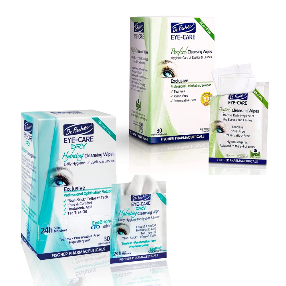 Dr. Fischer Eye Wipes for Dry and Red Eyes, Eyelid Wipes for People