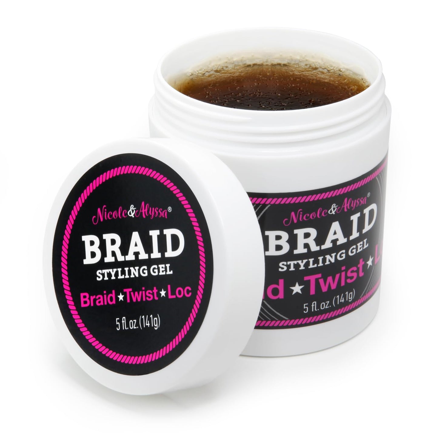 Nicole & Alyssa - Braiding Gel - Delivers smooth, sleek styles with extra hold, frizz control. Leaves no flakes or buildup, perfect for braids, locs, and twists.