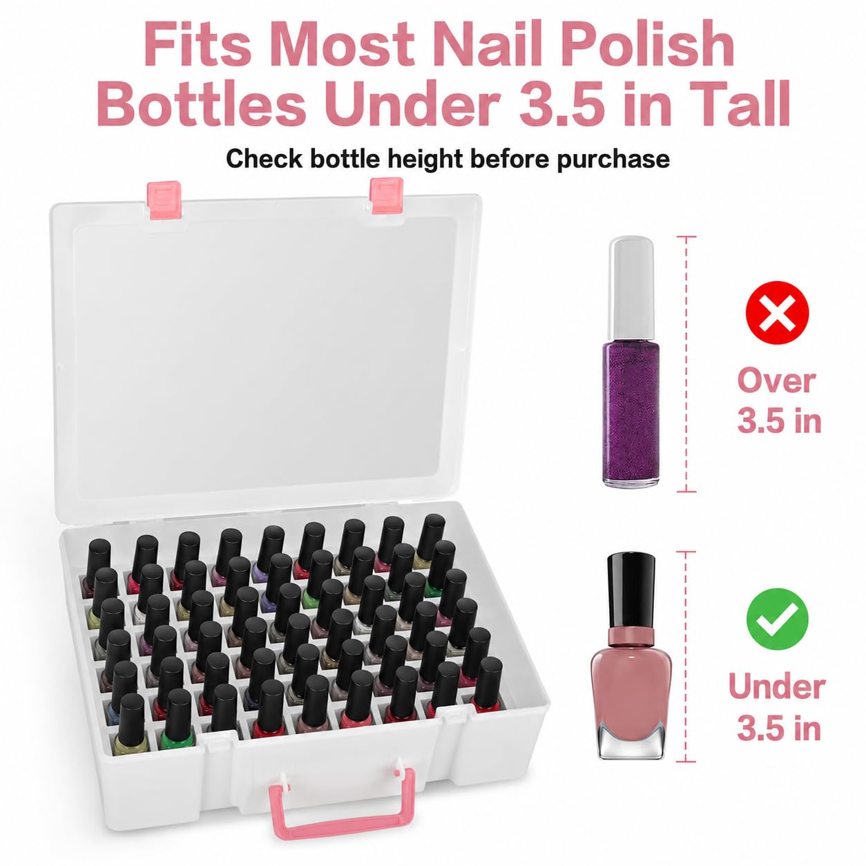 Nail Polish Organizer, 54-Bottle Storage with Separate Sponge Compartment