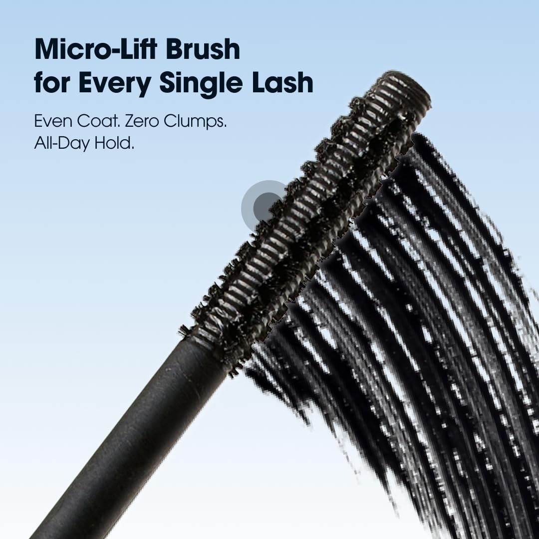INTWONI AirFixing Mascara – Smudge-Resistant Tubing Formula | 0.5mm Precision Brush | Patented Air-Sealed Container to Reduce Drying | Easy Warm-Water Removal | 8.5g | Made in Korea (Black) (Black)
