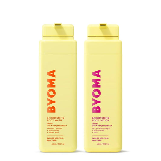 BYOMA Brightening Body Wash & Lotion Bundle – For Dull, Dehydrated Skin – Niacinamide & Azelaic Acid to Brighten, Even Tone & Support Skin Barrier – 13.52 fl oz +16.9 fl oz
