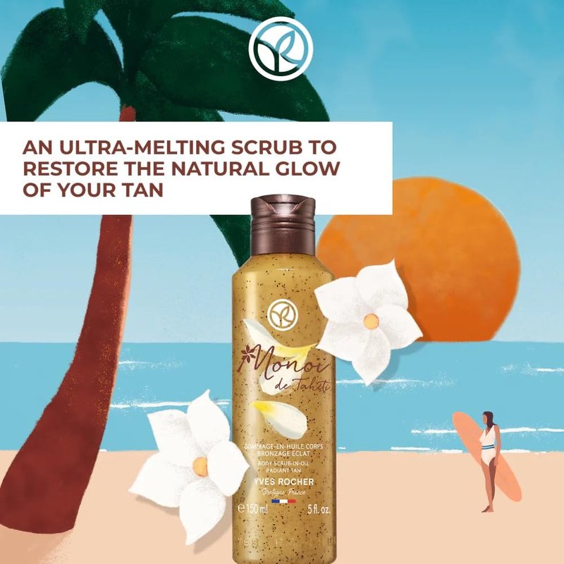 Yves Rocher Monoï de Tahiti Body Scrub - Exfoliating Oil with Coconut Shells & Hydrating Formula | 150ml