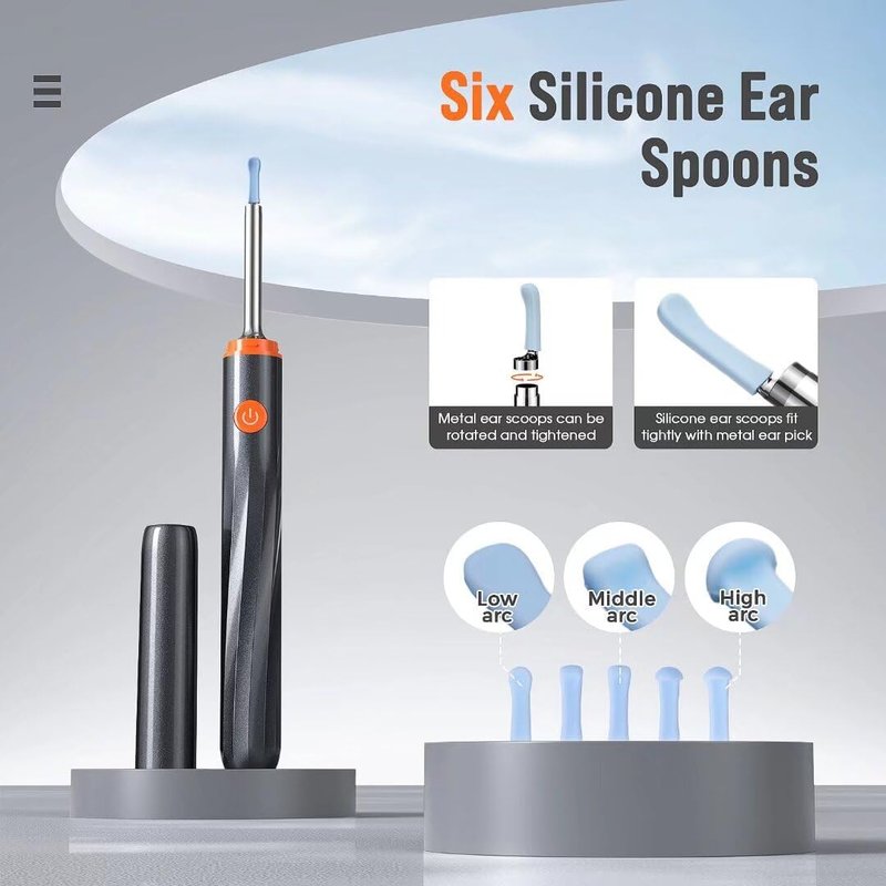 Ear Wax Removal Tool Camera - Ear Cleaner with 1080P HD Camera, Otoscope with Light, Earwax Removal Kit for iPhone, iPad, Android Phones (Orange)