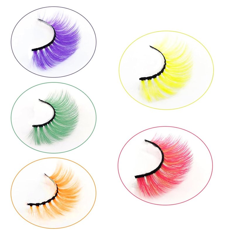 3D Faux Mink False Lashes - Fluffy Colorful Pink Eyelashes for Halloween | 17-20mm, 5 Pairs