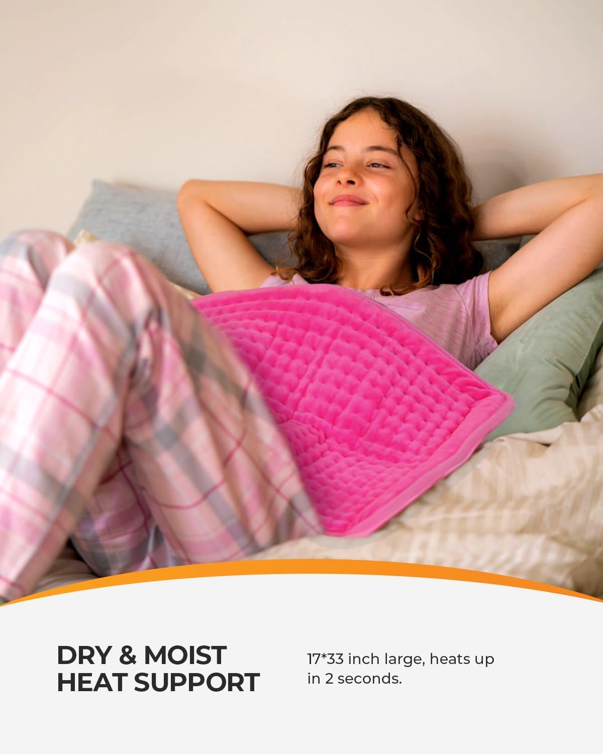 Pink Heating Pad, CooCoCo Large Heated Pad, Heat Pad, Cute Hot Pad for Back, College Dorm Essentials for Girls