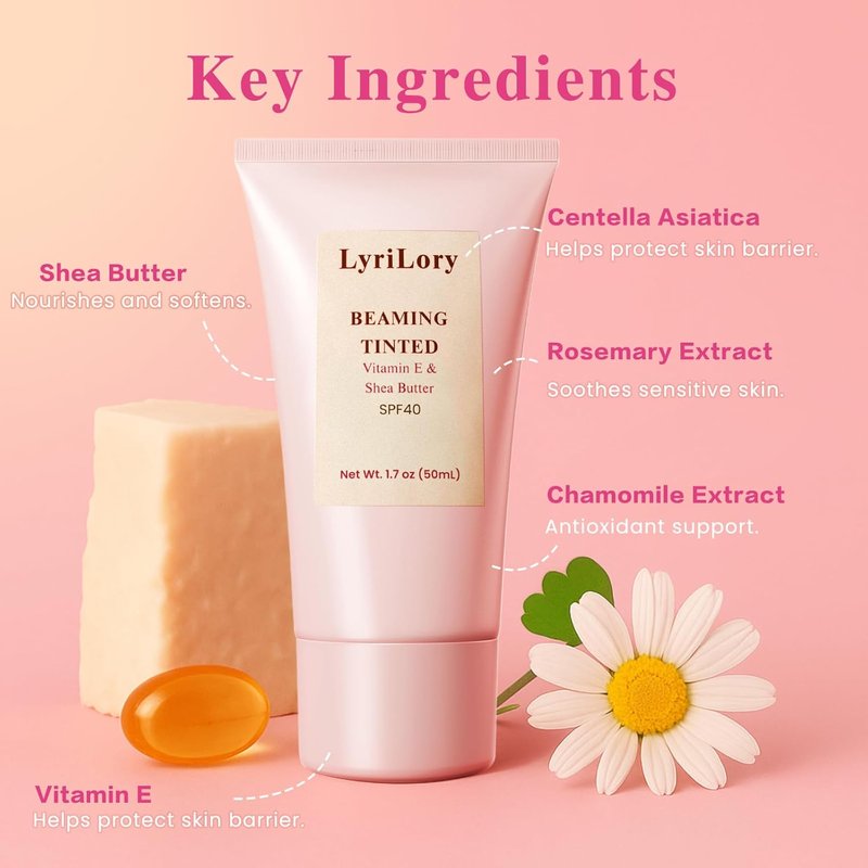 Beaming Tinted Moisturizer SPF 40 - Daily Glow Sunscreen with Vitamin E & Shea Butter | 1.7 fl oz
