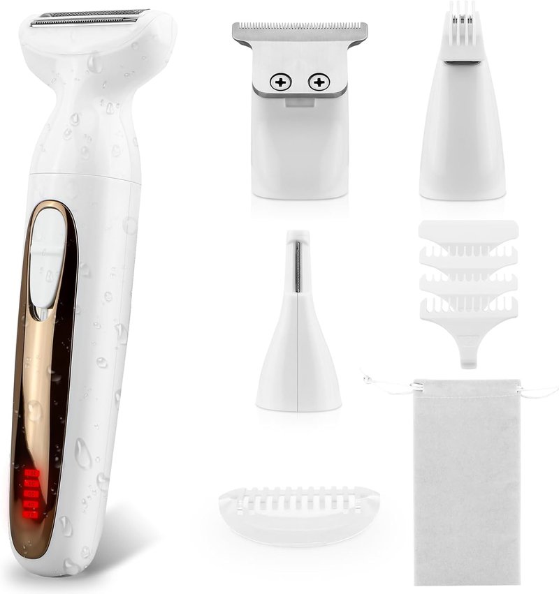 Electric Body Hair Trimmer - 4-in-1 Waterproof Shaver for Men & Women | Rechargeable Grooming Kit