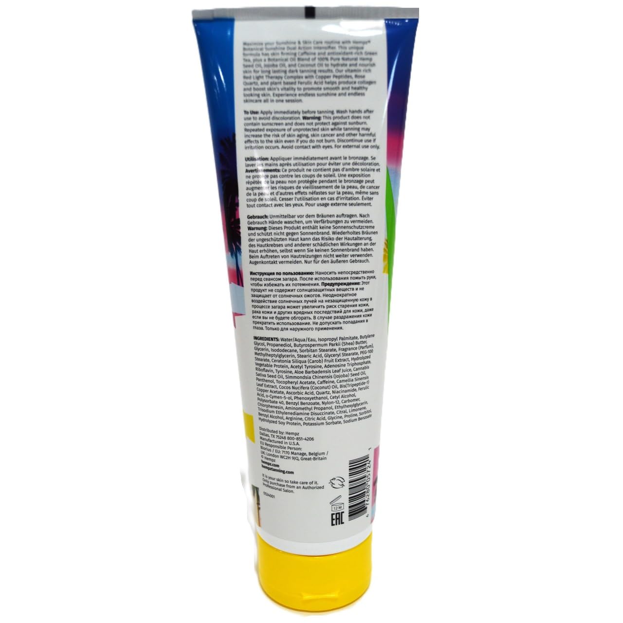 Hempz Botanical Sunshine Dual Action Tanning Intensifier - UV & Red Light Therapy, 9oz