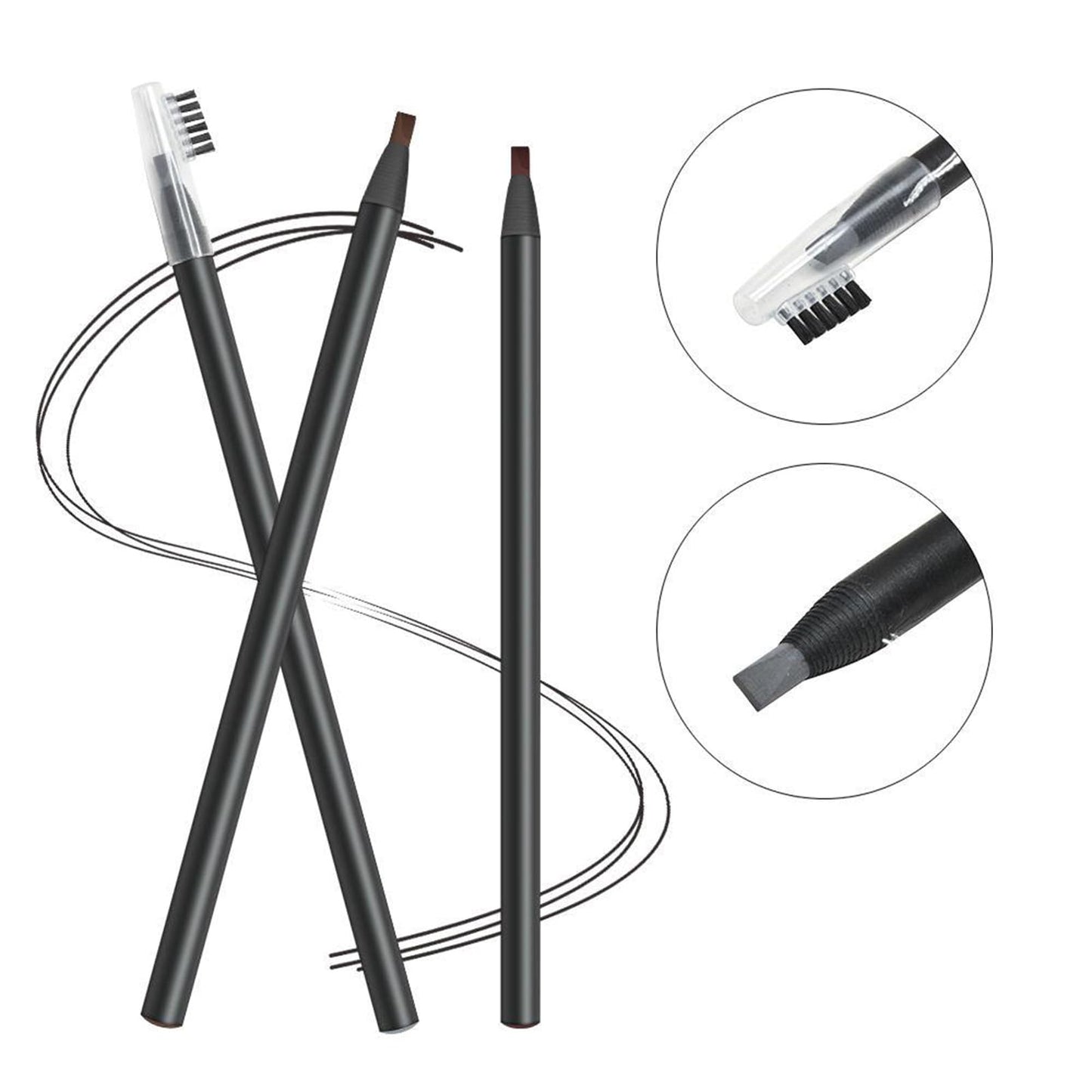 Mingran 6pcs Waterproof White Black Brown Pre-Draw Mapping Pencils Peel off Eyebrow Pencil Hard Permanent Makeup Eyebrow Pencil (Mix Color)