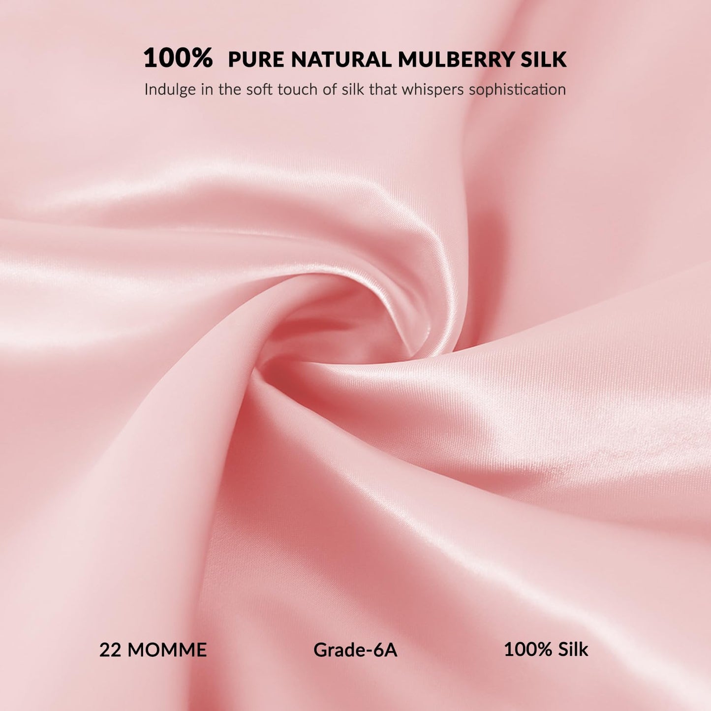 Mulberry Silk Bonnet for Sleeping, 22 Momme Grade-6A Double Layer Silk Sleep Bonnet Adjusatble Hair Wrap with Elastic & Twist Knot Design(1PCS,Pink)