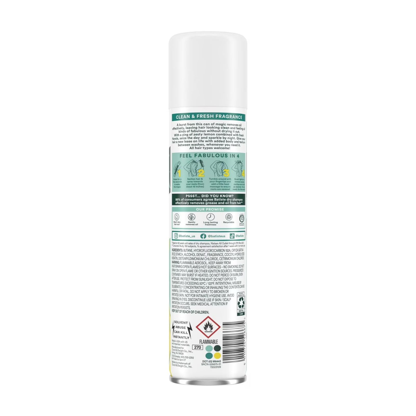 Batiste Dry Shampoo, Original Fragrance, Refresh Hair and Absorb Oil Between Washes, Waterless Shampoo for Added Hair Texture and Body, 3.81 OZ Dry Shampoo Bottle, 3 Pack