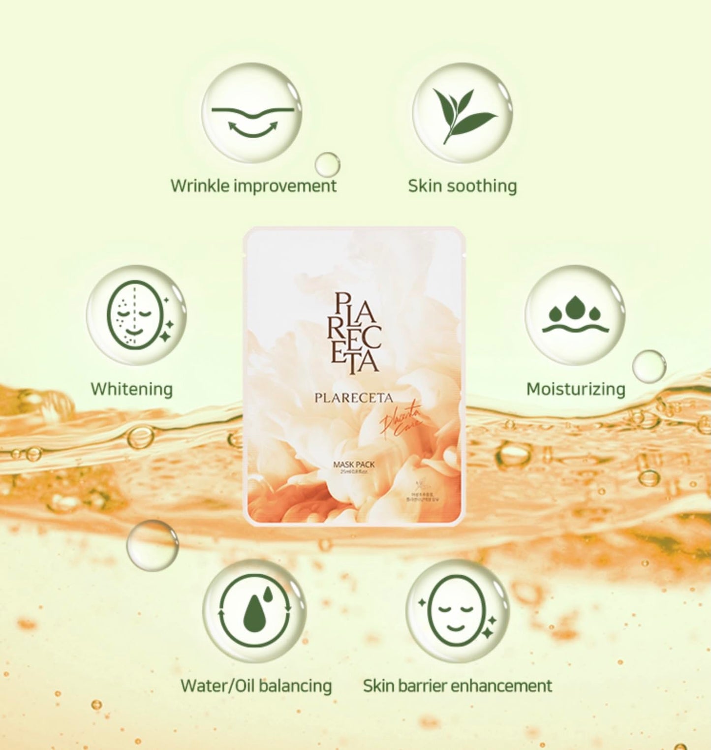PLARECETA Placenta Facial Sheet Mask, Hydrating & Soothing with Hydrolyzed Collagen for Elasticity Improvement, Rejuvenates & Restores Skin