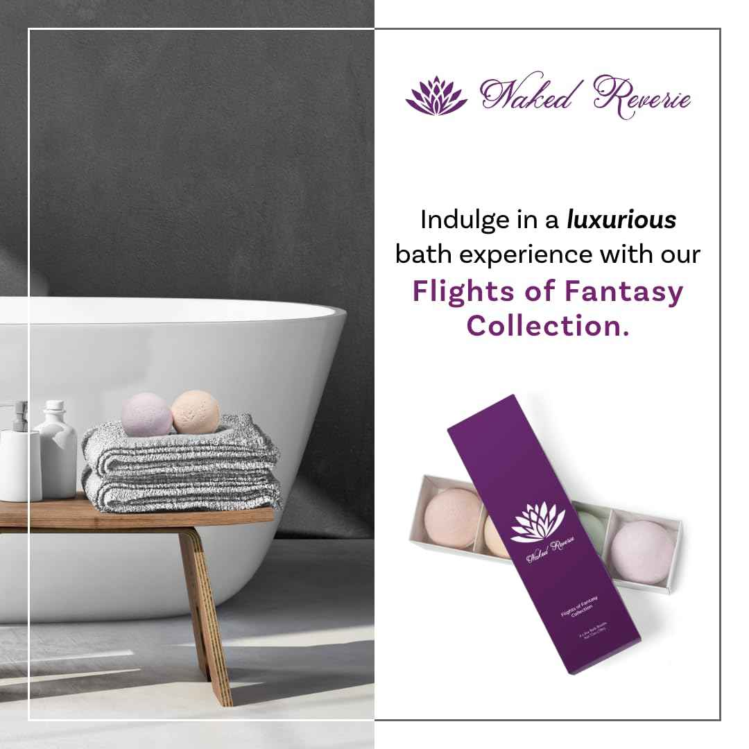 Bath Bomb Gift Set for Women: USA Made All-Natural, Organic Essential Oils, Epsom Salt, and Shea Butter: 4 Extra Large (8 oz) Bath Bombs for Longer Fizz: Safe for Sensitive Skin by Naked Reverie