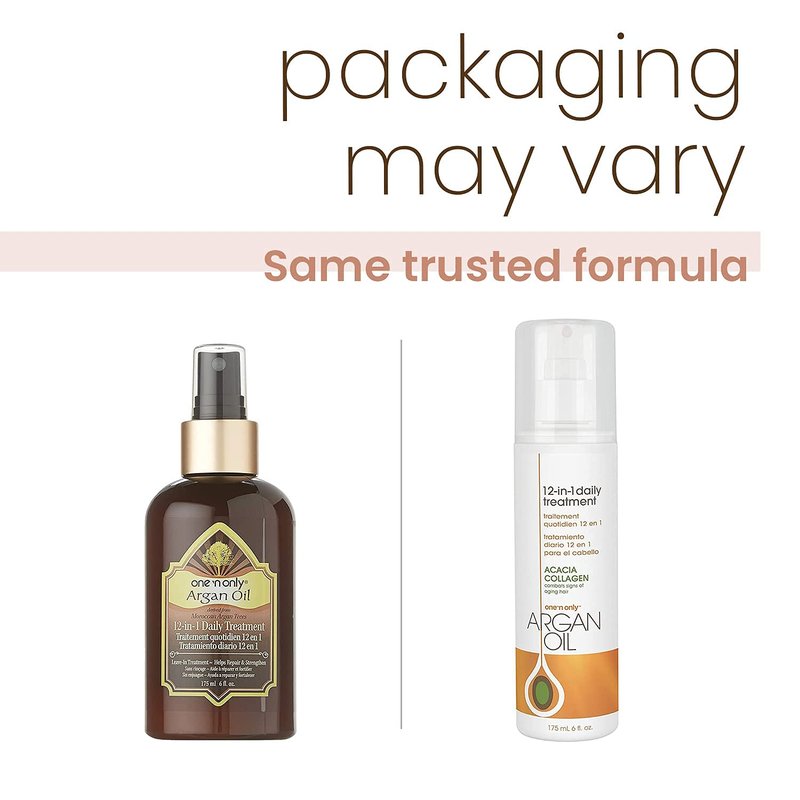 One N' Only Argan Oil 12-in-1 Daily Treatment Lightweight, Helps Control Frizz, Smooths, Detangles, Moisturizes, Strengthens and Adds Body to Dry, Damaged Hair, 6 Fl Oz (2pk)