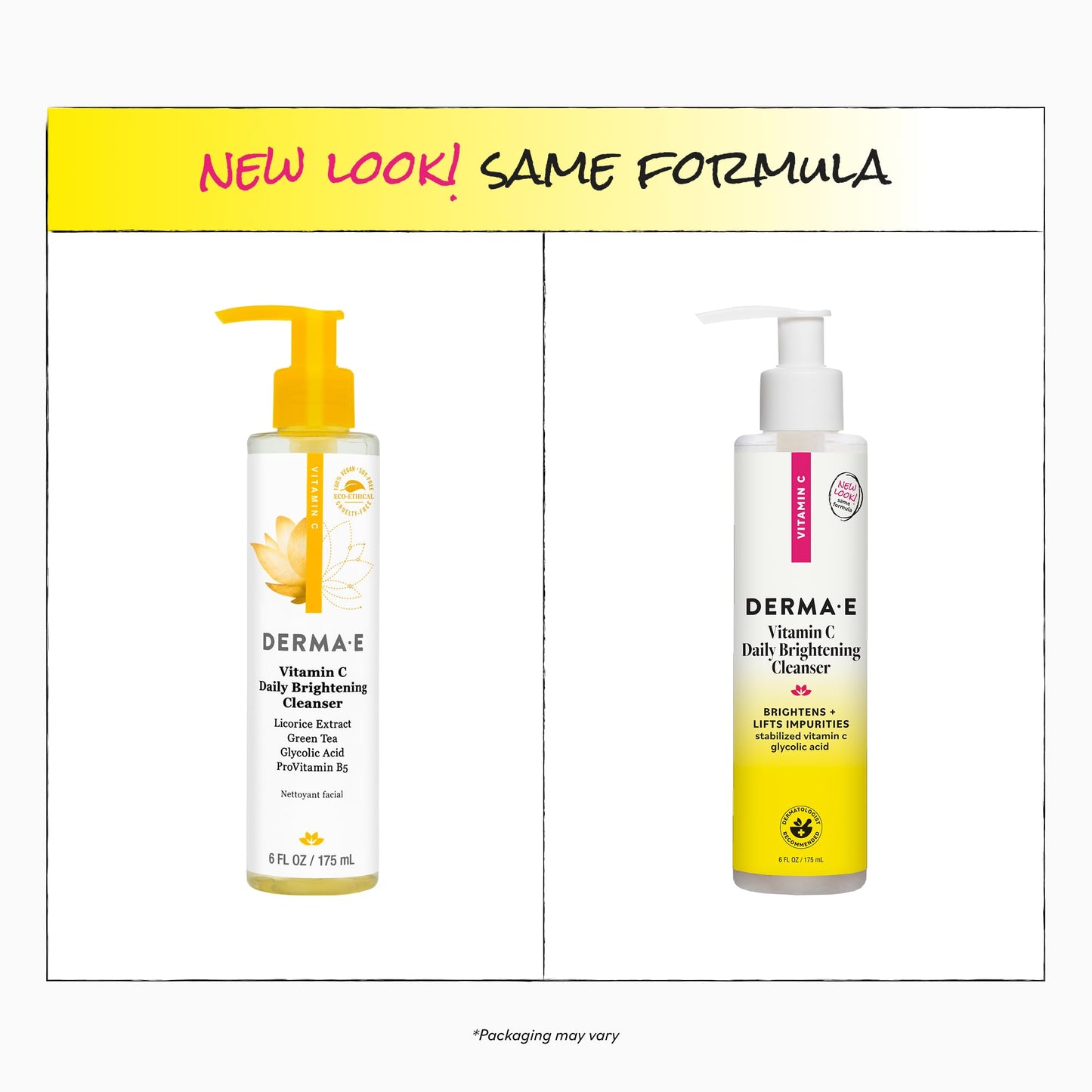 Derma E Vitamin C Daily Brightening Cleanser, 6 Fl Oz, Hydrating Cleanser to Help Even Skin Tone, Moisturizing Face Wash for a Radiant Glow