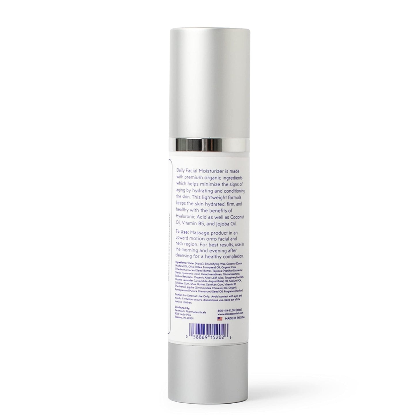 Elon Daily Facial Moisturizer for Women - Hyaluronic Acid Moisturizer w/Coconut Oil & Jojoba Oil – Reduce Signs of Fine Lines & Wrinkles - Suitable for All Skin Types (1.7 Oz)