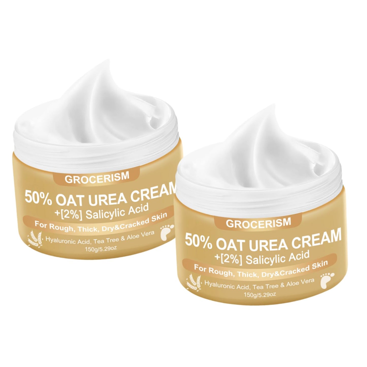 Urea Cream 50 Percent for Feet 10.58 oz with Oat and 2% Salicylic Acid, Foot & Hand Cream included Hyaluronic Acid, Tea Tree and Aloe Vera for Deep Moisturizing, Callus Removing (Classic Formula)